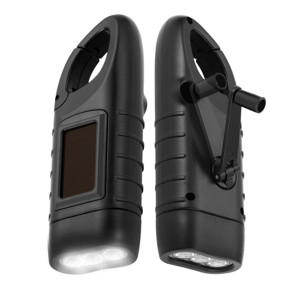 bequest: quest for more Hand Crank Solar Powered Flashlight, Emergency Rechargeable LED Survival Light with Carabiner Clip, Dynamo Torch for Camping, Hiking & Outdoor Emergencies, Black (Pack of 2)-picture-41
