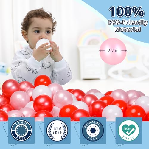 STARBOLO Ball Pit Balls for Toddlers, 100pcs BPA Free Crush Proof Plastic Toy Balls for Ball Pit, Children's Pool Water Toys, Macaron Ocean Balls for Play Tent 2.2 Inch - image 4