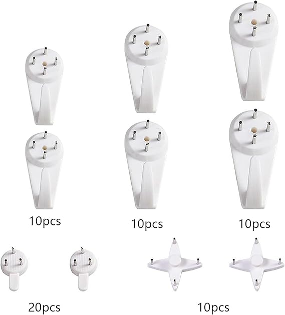 60 Pcs NonTrace Picture Hooks, Picture Hangers for Plasterboard Walls