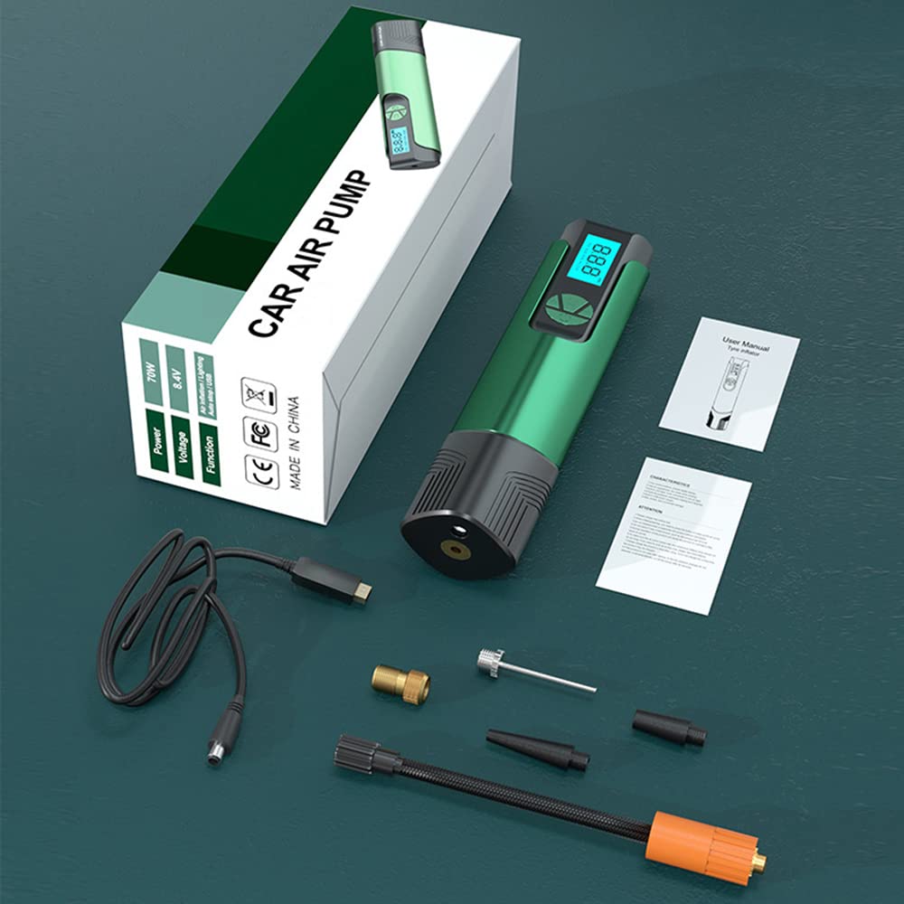 Elektryczna pompka do opon, przenośna sprężarka powietrza z manometrem, 150 psi, akumulatorowa pompa powietrza, pompka do opon z akumulatorem, cyfrowa pompa do opon z oświetleniem LED, do samochodu,