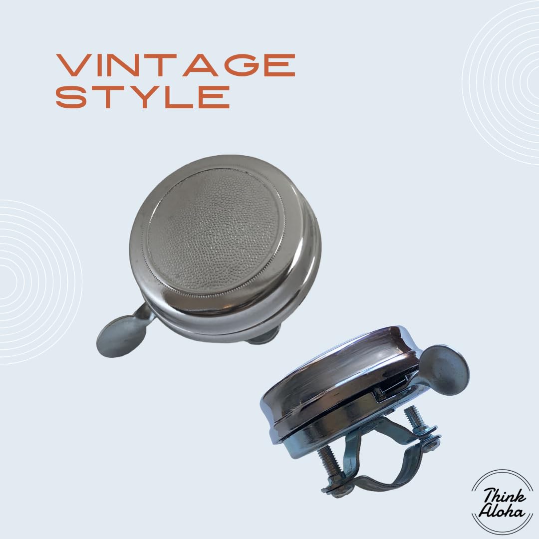 Campanello Bici Bicicletta Stile Vintage Retro Effetto Cromato in Acciaio Resistente Argento - Campanello Bici Universale - Accessori Bici Vintage - diametro 55 cm (Argento)