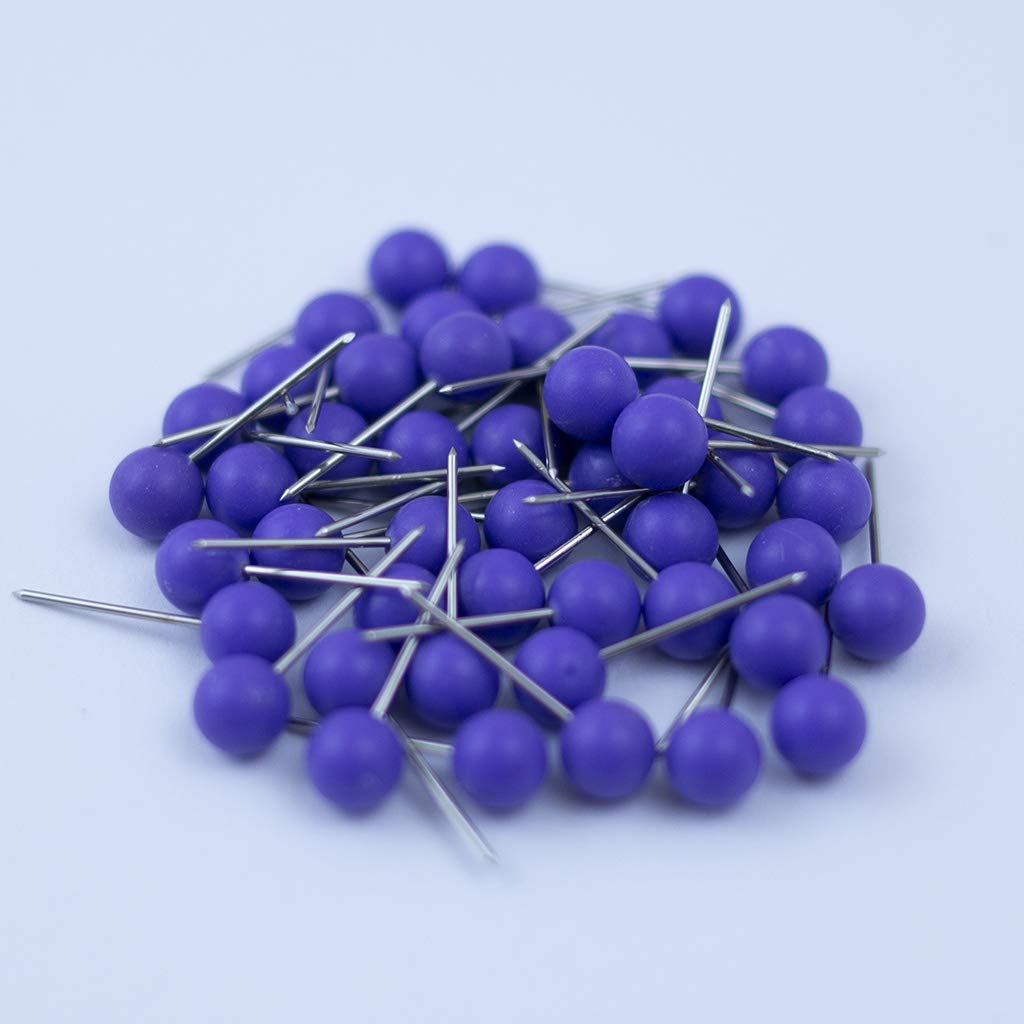 Push Pin Tacks for Photo Wall, Whiteboard, Cork Board, Map, Bulletin Board, Office or Home | 5 mm Head, 11 mm Point | Designed in The USA | Purple, Pack of 50