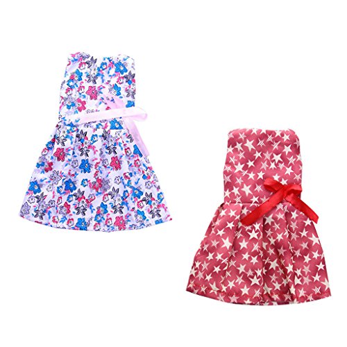 2 x Lindo Vestido Falda Estampada Floreada para 14 Pulgadas Americanas Chicas Muñecas