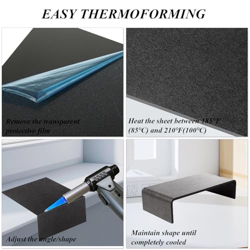 Image of 6 PCS ABS Plastic Sheet 1 /8 Inch Thick 12 inch x 12 inch Black Plastic Sheet PVC Sheet 1 /8 Inch Thick Thermoplastic Sheet Heat Moldable Plastic Sheet for DIY Projects, Decor, Handcrafts