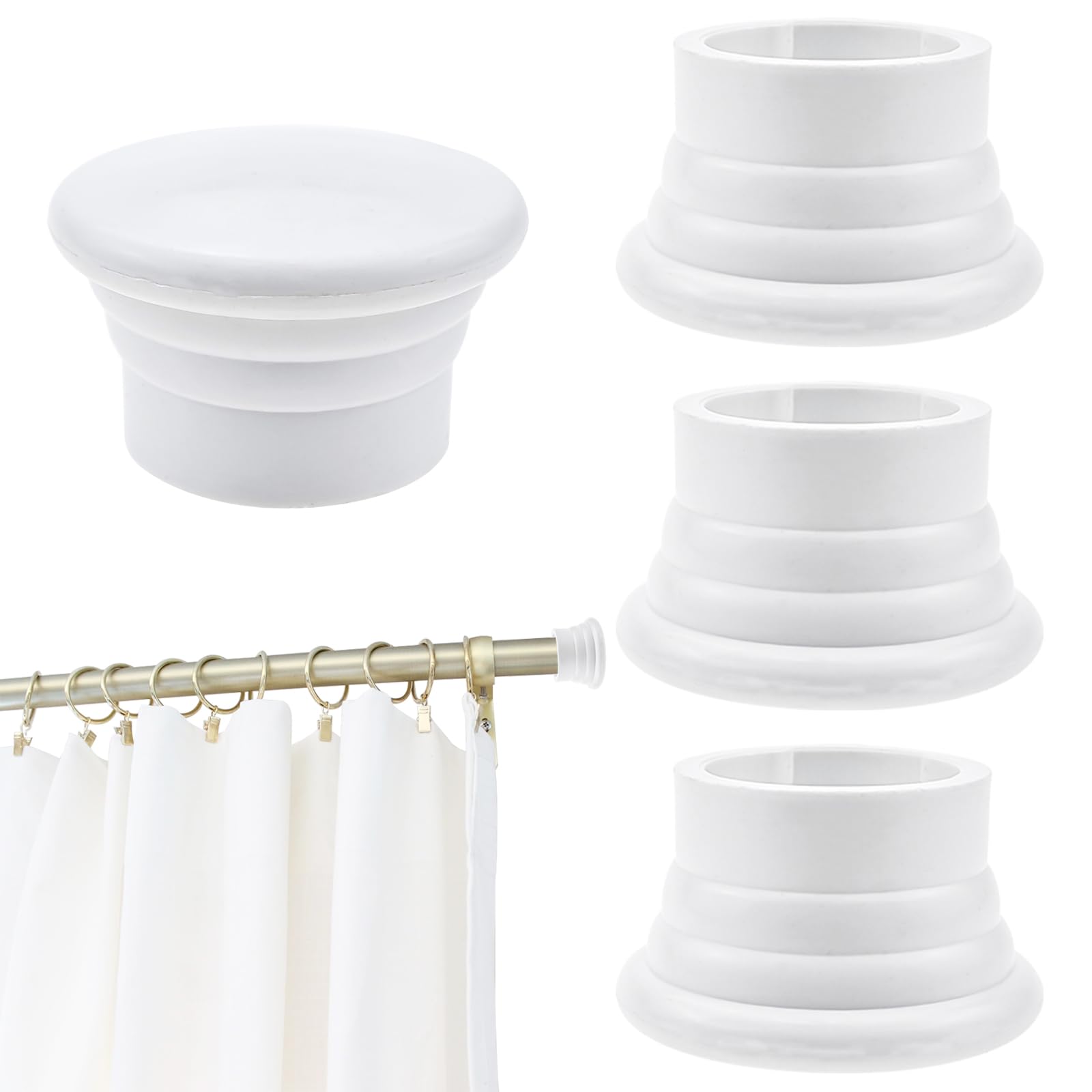 Amazon.com: 4 Pack Window Curtain Rod Cap, White Plastic Curtain Pole ...
