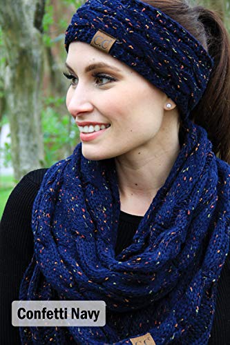 Funky Junque Women's Cable Knit Headwrap & Infinity Scarf Set - Mother's Day Gift - Fuzzy Lined Winter Collection3