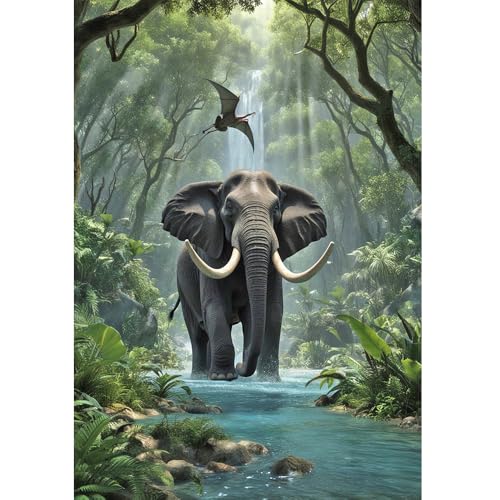 DCIDBEI 5D Diamond Painting Bilder Elefant Urwald 40x50cm Erwachsene...
