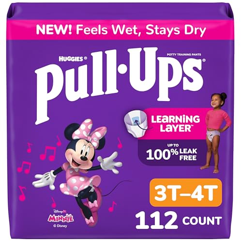 Image of Pull-Ups Girls' Potty Training Pants, Size 3T-4T Training Underwear (32-40 lbs), 112 Count (4 Packs of 28)