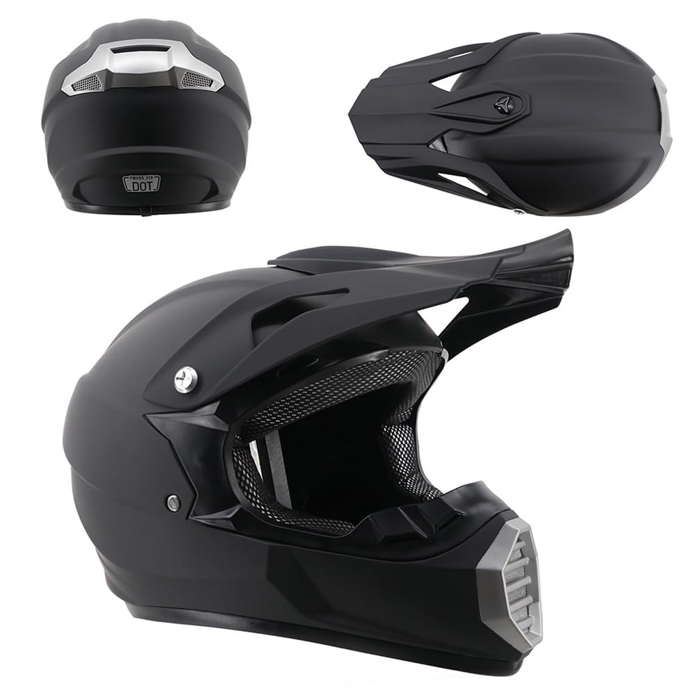 Unisex Doppio Sport Casco da Motocross, con Occhiali Guanti Maschera, Gioventù Integrale Fuoristrada Città MTB ATV Moto Casco, Discesa Enduro BMX Quad Bici da Cross Incidente Casco