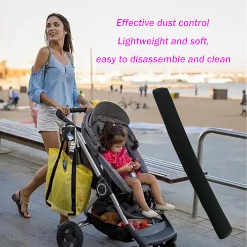 Image of Universal 18.9 Inch Handle Sleeve Cover for Baby Stroller, Universal Stroller Handle Cover, Stroller Handlebar Cover Infant Toddler Pram Bar Dust Proof Handle, Black