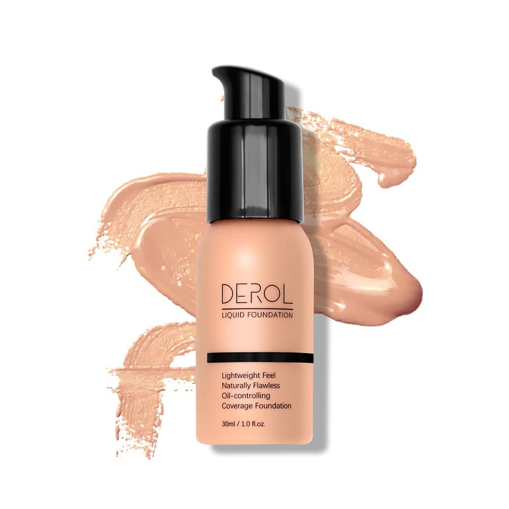 Liquid Foundation-Full Coverage Makeup Matte Waterproof Dewy Lightweight Feel Flawless Oil-Controlling Coverage Smooth Face Foundations 24 Hours Soft Nature Base Skin Tint (07# GINGERBREAD)