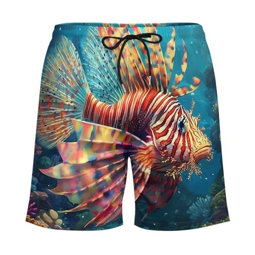 Lionfish Tropical Fish Mens Swim Trunks with Quick-Drying Lining Beach Shorts for Outdoor Sports3