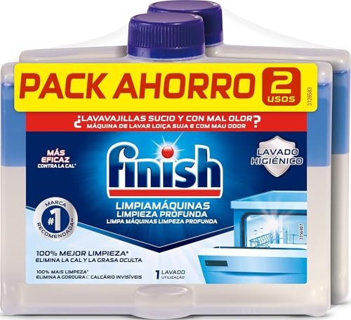 Finish Limpiamáquinas - Líquido para Lavavajillas contra el mal olor, la cal y la grasa - 2 x 250ml