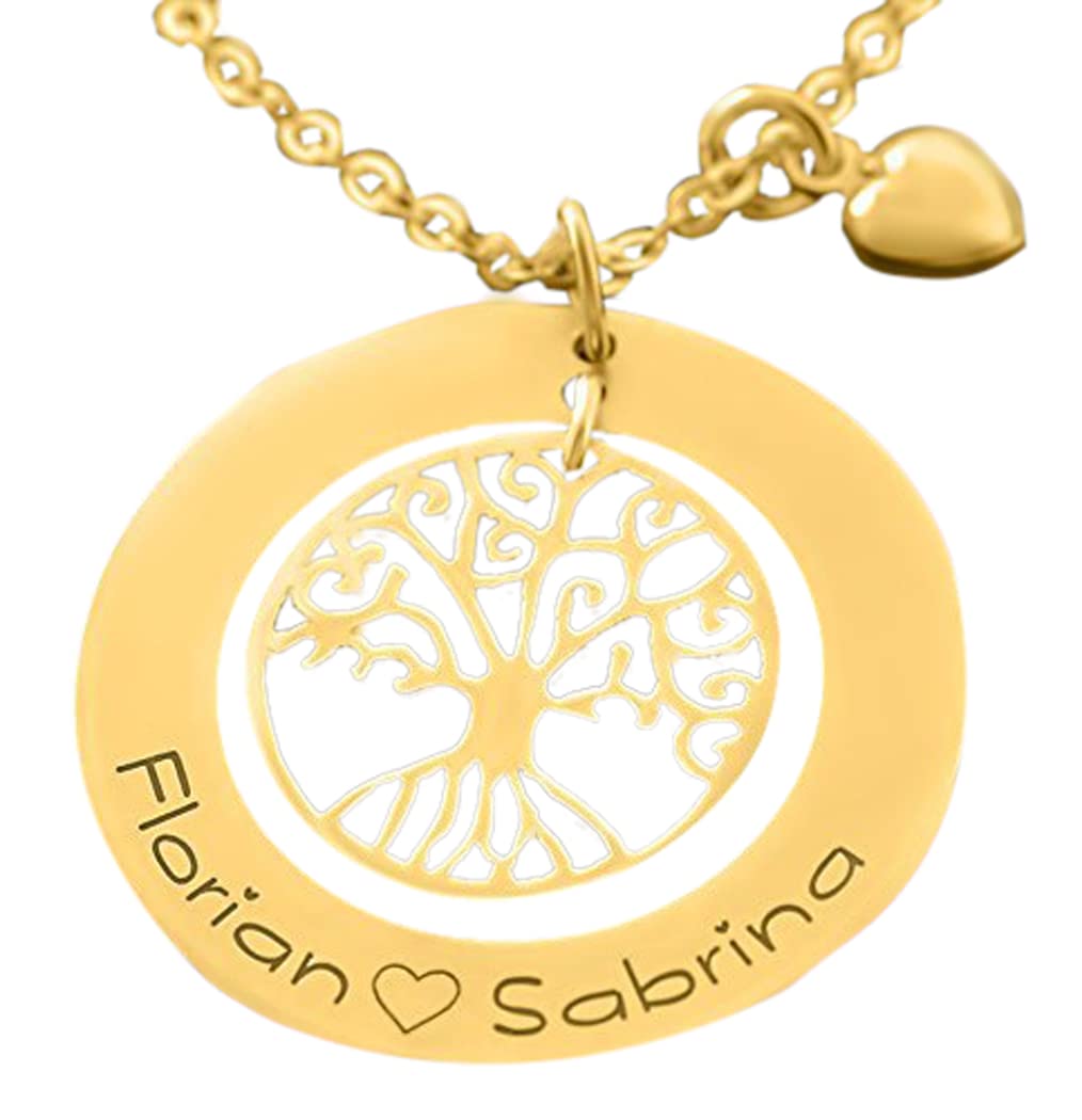 Kette mit Gravur personalisierter Schmuck Damenschmuck Namenskette Schmuck Gravur 925 Silber vergoldet Lebensbaum Kette Namensschmuck | HANDMADE IN GERMANY