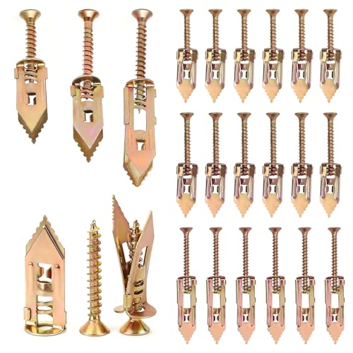120Pcs Drywall Self Drilling Anchor with Screws Kit (60 Sets) 3 Sizes Heavy Duty Expansion Plasterboard Fixings No Pre-Drill Metal Wall Anchors for Hanging Shelves Picture Cabinet