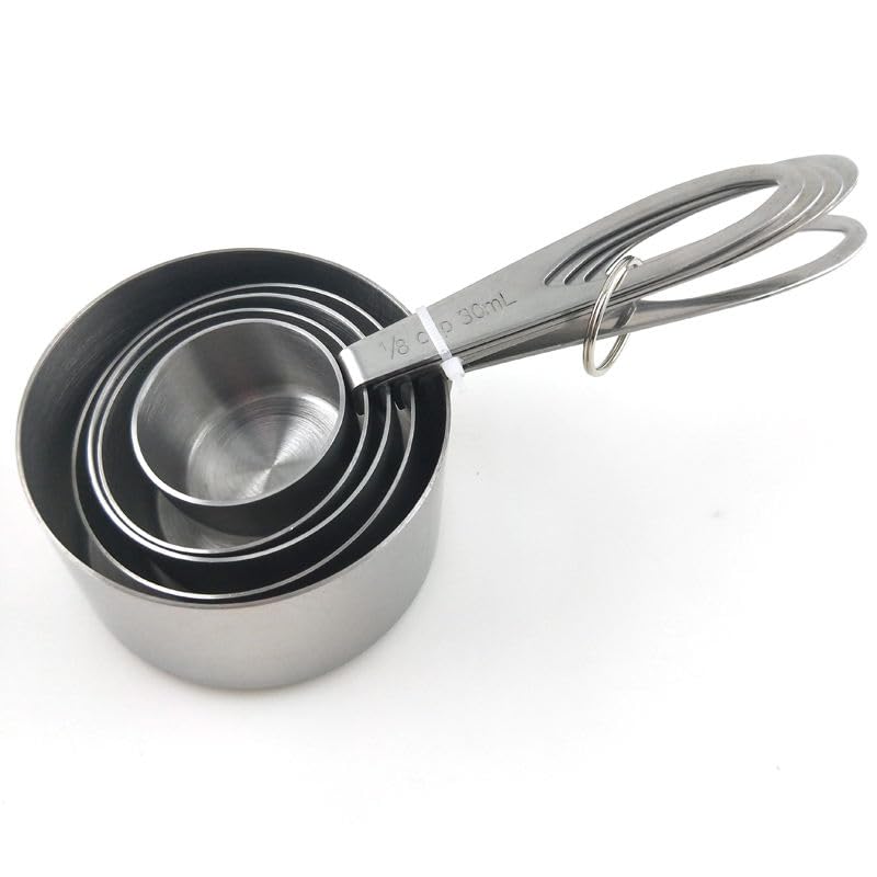 Image of INKULTURE Heavy Duty Stainless Steel Metal Measuring Cup for Dry or Liquid, Fits in Spice Jar, Set of 5