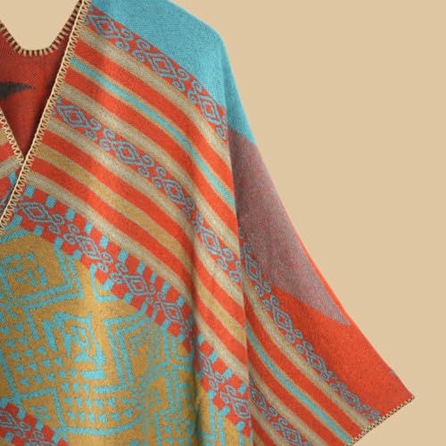 Women's Warm Causal Shawl Wrap Winter Open Front Sweater Poncho Cape Ethnic Tassel Oversized Blanket Cardigan Scarf3