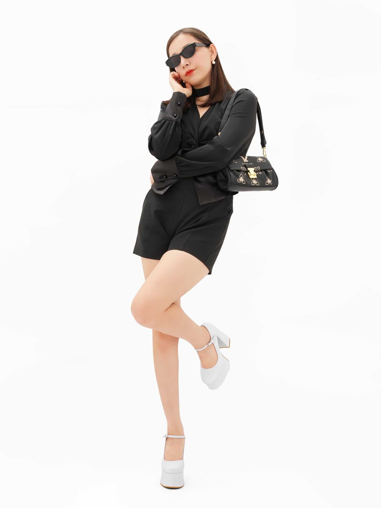 Perisis Women's Dressy Platform Chunky High Heels Patent Leather Ankle Strap Closed Toe Heeled Mary Jane Pumps Shoes