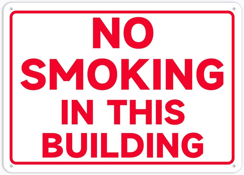 8"x12" Tin Metal Sign - No Smoking In This Building - Decorative Wall Sign For Home, Gate, Garden, Bars, Restaurants