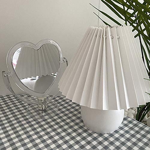 1Pc Acrylic Double Side Makeup Mirror Cute Heart Shaped Cosmetic Mirror, Transparent Base Home Bedroom Desktop Make Up Mirror (Pink) #TOP2