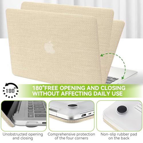 Image of ZORBES Compatible with MacBook Air 13, 13.6-inch Display, Textured Beige Cutout PC Laptop Case, Protective Anti-Scratch Snap-on Laptop Shell Cover for A3240 A2681 A3113