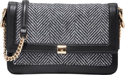 Image of Cole Haan Women's Daniella Chain Shoulder Bag, Herringbone Tweed /Black