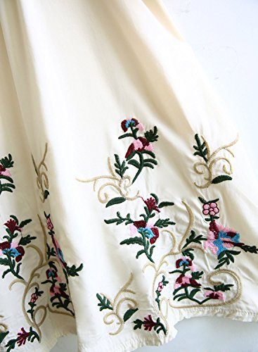 futurino Women's Bohemian Embroidered Crew Neck Dress Fashionable Classic Button Down Top3