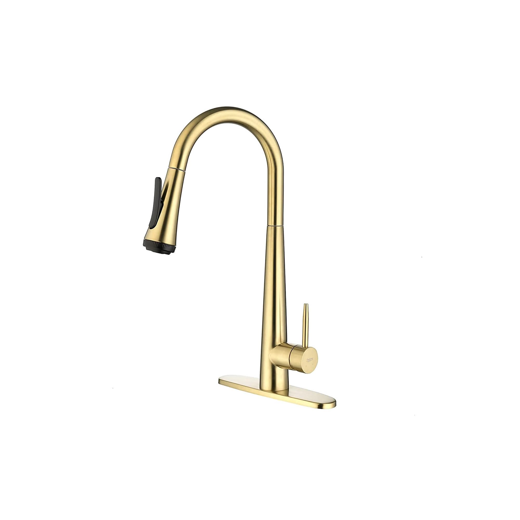 RAINOVO Pull Down Sprayer Kitchen Faucet Brushed Gold with Aqua Blade Function Stainless Steel Kitchen Sink Faucets with Deck Plate Commercial Sink Faucet RV Laundry Sinkfaucet