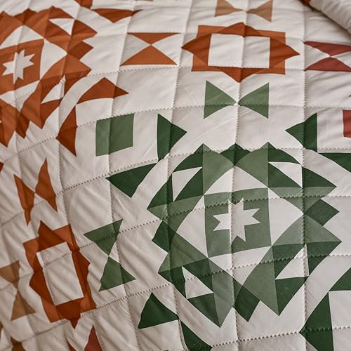 Colcha de patchwork otoñal geo Catherine Lansfield natural 220x230 cm 3