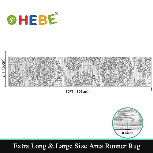Hebe Boho Runner Rug 2X10Ft Non Slip Hallway Rug Runner Washable Distressed Medallion Area Rugs Vintage Long Bohemian Floor Carpet For Entryway Laundry Room Kitchen Floor Bathroom #TOP1