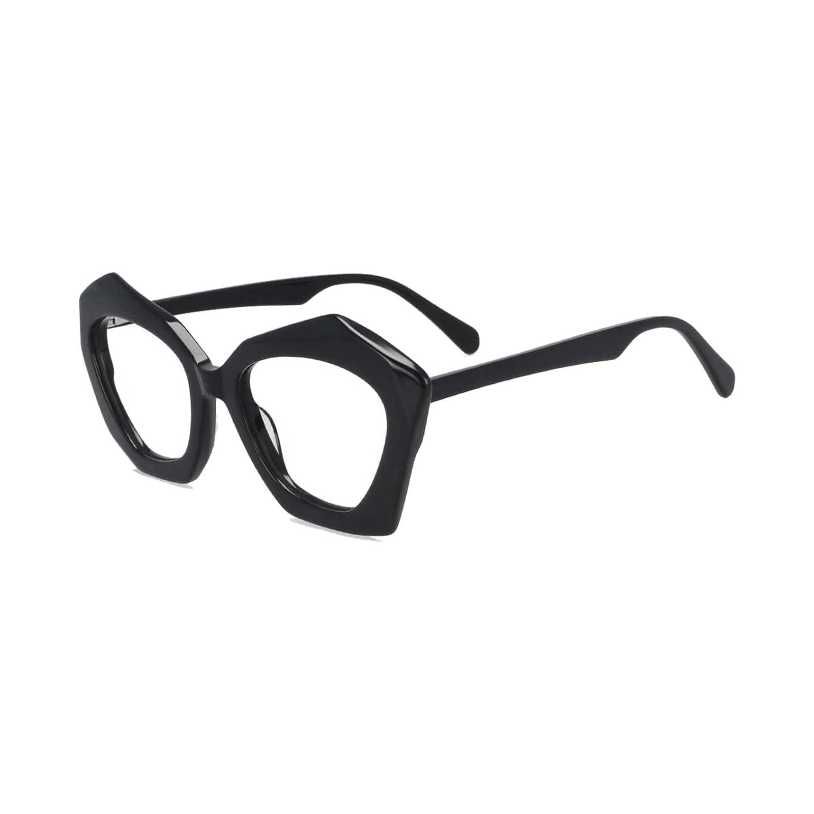Okulary dla kobiet Oprawki okularów Oprawki okularów z włókna octanowego Przenośne modne oprawki okularów w kształcie kocich oczu Fajne podróbki okularów(Schwarz)