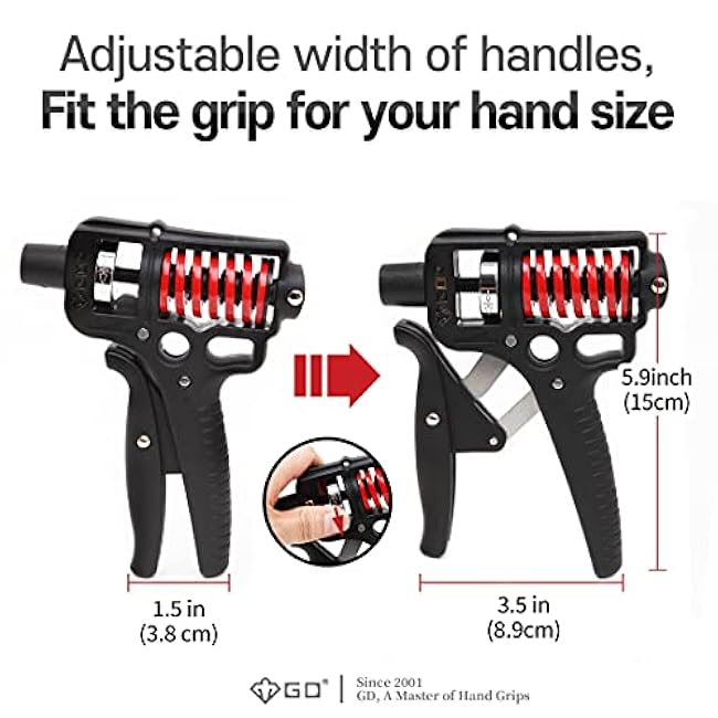GD Grip Strength Trainer (Premium Adjustable Grip Strengthener for Forearm Training) Wrist and Forearm Strengthener