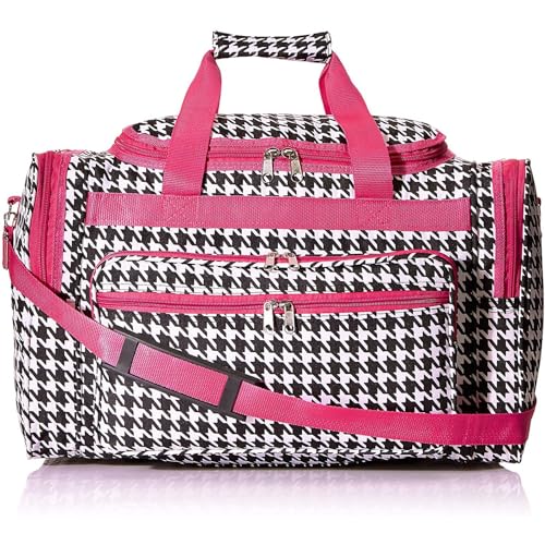 Image of World Traveler 81T16-606-F Duffle Bag, One Size, Fuchsia Trim Houndstooth
