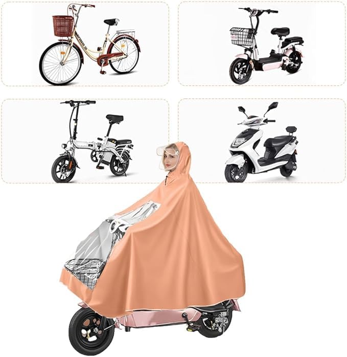 Cape Pluie Moto Électrique Oxford Visière PU8000mm Réfléchissante | Tissu Oxford imperméable PU8000mm, visière amovible, bandes réfléchissantes, résistant au vent unisexe moto fauteuil roulant