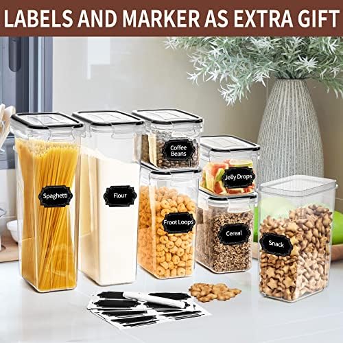PRAKI Airtight Food Storage Containers Set with Lids - 24 PCS, BPA Free Kitchen and Pantry Organization, Plastic Leak-proof Canisters for Cereal Flour & Sugar - Labels & Marker - Thumbnail 5