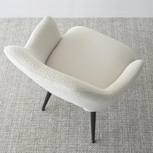 Image of Finch Fox Motel Luxurious Home Collection Upholstery Boucle Fabric Arm Dining Room Chairs in Cream Color with Black Metal Powder Coated Legs (Set of 2)