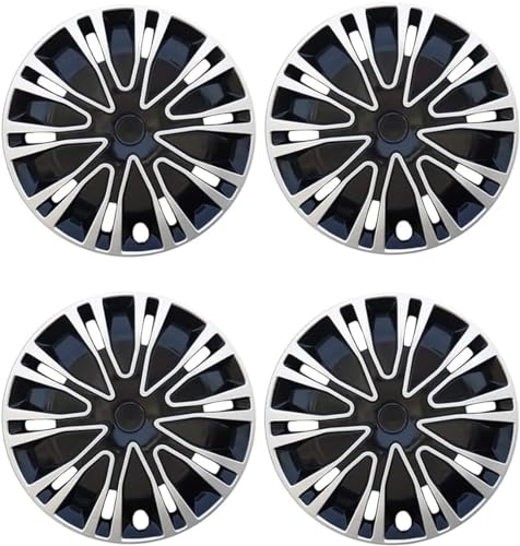 自動車用ハブキャップほとんどの車両用、12/13/14/15/16インチ車のホイールケースホイールキャップアクセサリー装飾自動車アクセサリー4PCS (シルバーブラック,12in)