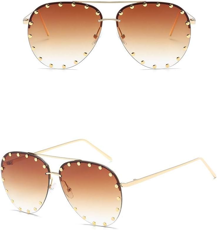CheziRimless Studded Aviator Sunglasses