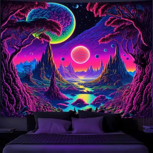 Tenture galaxie lune solution décoration murale originale pour masquer mur blanc