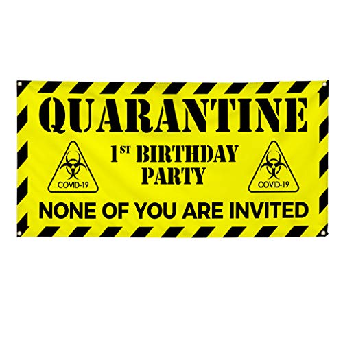 Bannière en vinyle multicolore résistante message humour biohazard 12x30