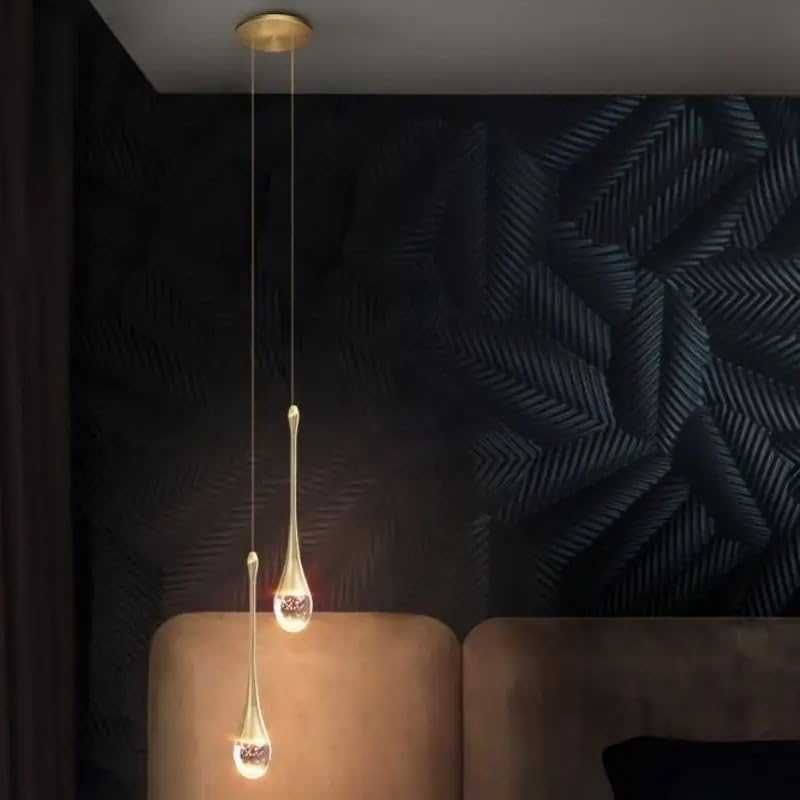 Suspension LED en cristal style goutte d'eau pour chevet et salon moderne