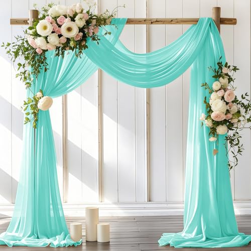 LINXTAR Teal Chiffon Arch Drape