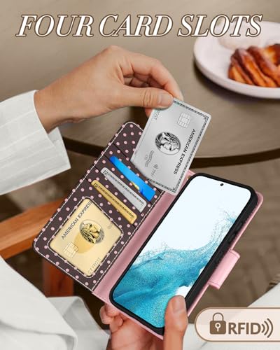 Toycamp for Samsung Galaxy S22 Wallet Case for Women,Polka Dots - image 4