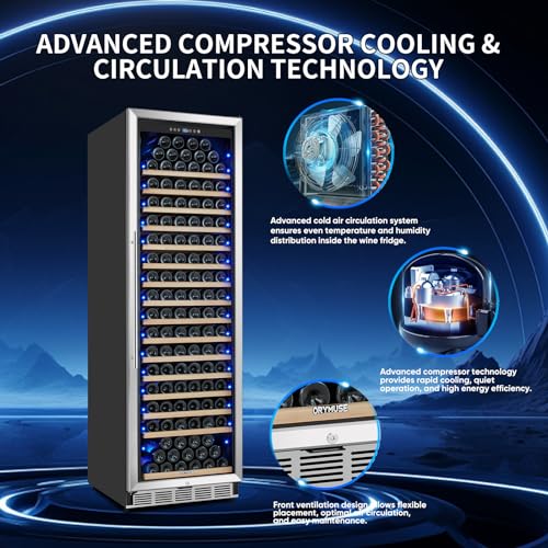 Image of ORYMUSE Large 200 Bottle Wine Fridge - 24 Inch Wine Cooler Refrigerator, Freestanding and Built-in Design, Upgraded Compressor Cooling, Intelligent Temperature Memory