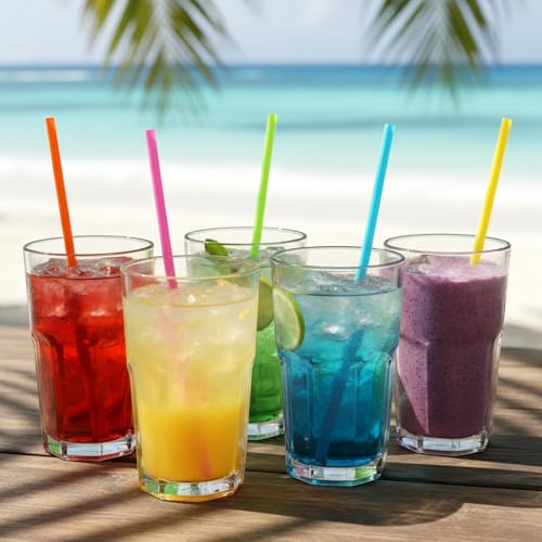 Image of 250pcs Plastic Straws Disposable, 10.3 Inches Drinking Straws, Extra Long Straws for 30oz Tumblers, Protein Shakers, Milkshakes & Iced Coffee, Colorful