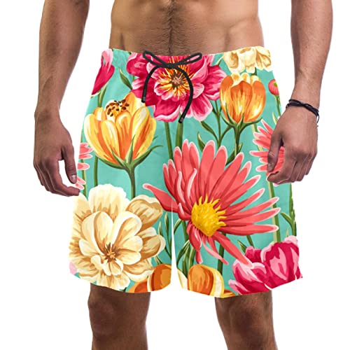 Maillots de bain pour hommes JDEZ à fleurs colorées et short de plage
