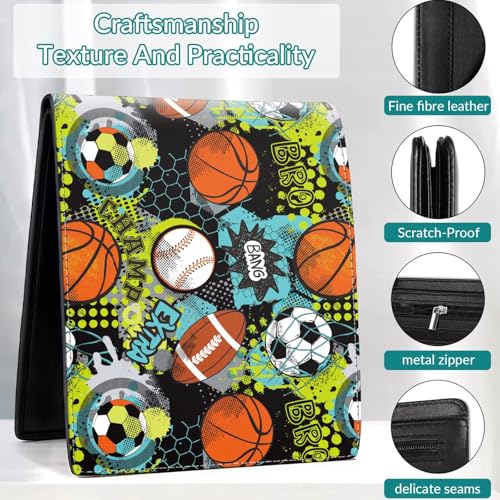 Image of Wallet for Boys Soccer Leather Wallets Credit Id Card Cash Holder Black Rfid Blocking Zipper Cute Cool Funny Aesthetic Wallets With Coin Pocket Id Window Teen Wallets for Boys Teenager Wallet