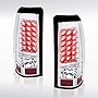 Autozensation Compatible with Chevy Silverado 1500 2500 2500HD 1999-2002, 01-03 3500, 99-06 GMC Sierra, Chrome Housing Clear Lens LED Tail Lights, L+R Pair Taillight Assembly