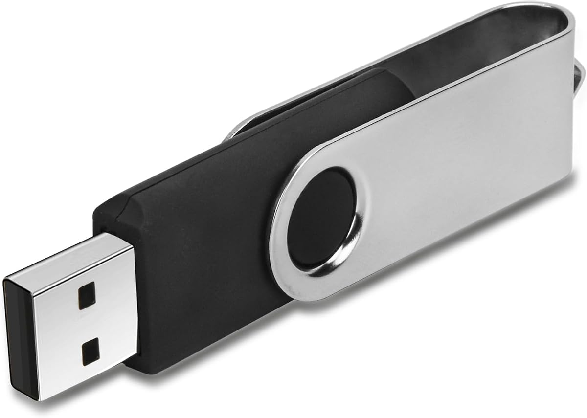 Swivel Design 16GB USB Flash Drive with Keychain, USB 2.0 Portable Thumb Drive Memory Stick, FAT32 Format Flashdrive for Data Storage, Photos, Music, Files (Black, 16 GB)