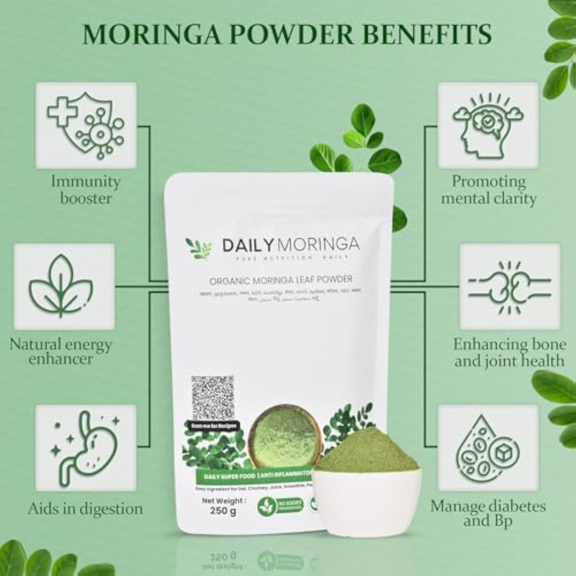 DAILYMORINGA Moringa Powder, Organic Superfood